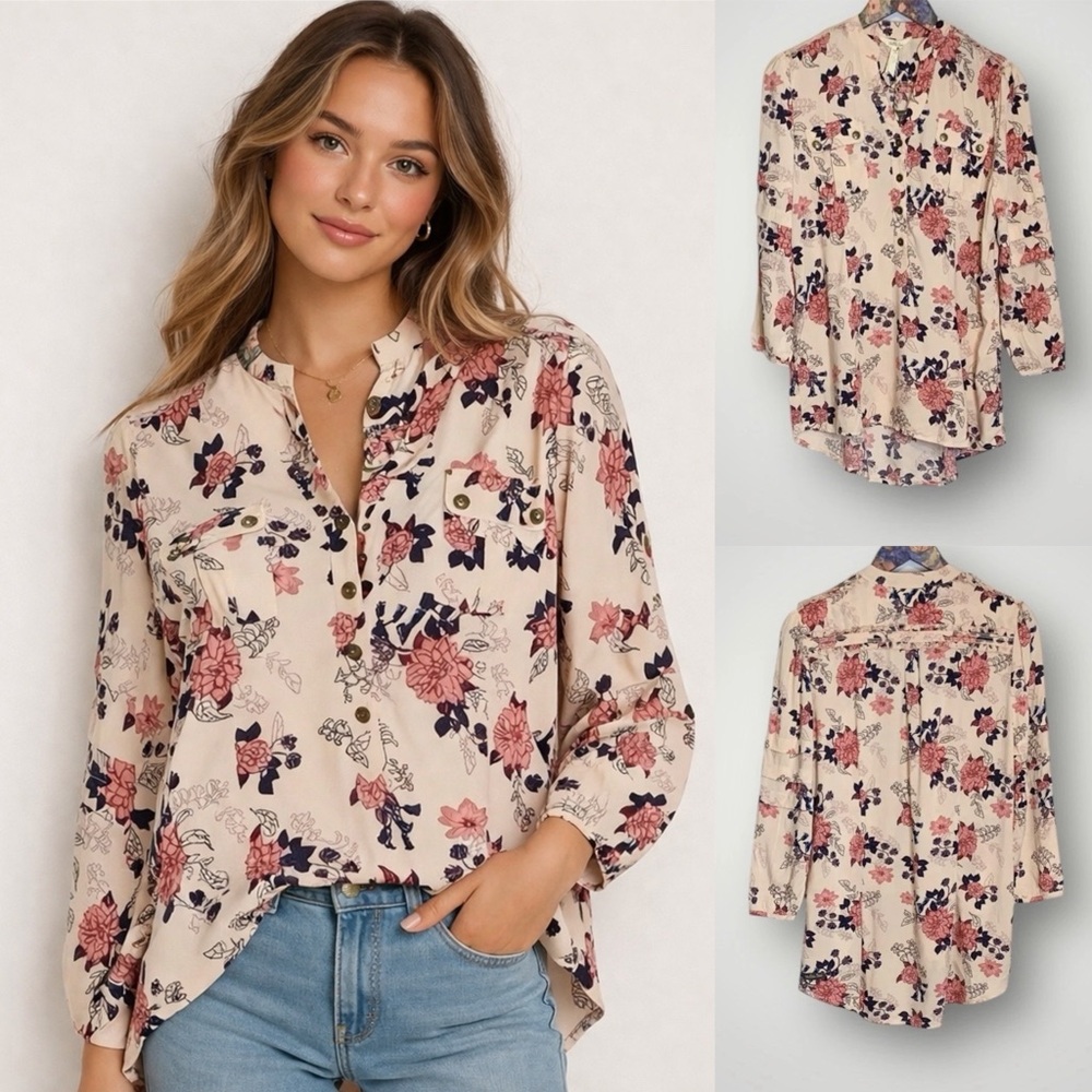 Matilda Jane Livery Millie Top Size Medium Once Upon A Time Floral Top Blouse